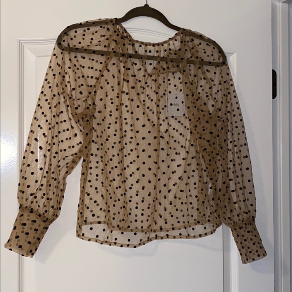 Trendy Sheer Polka Dot Blouse